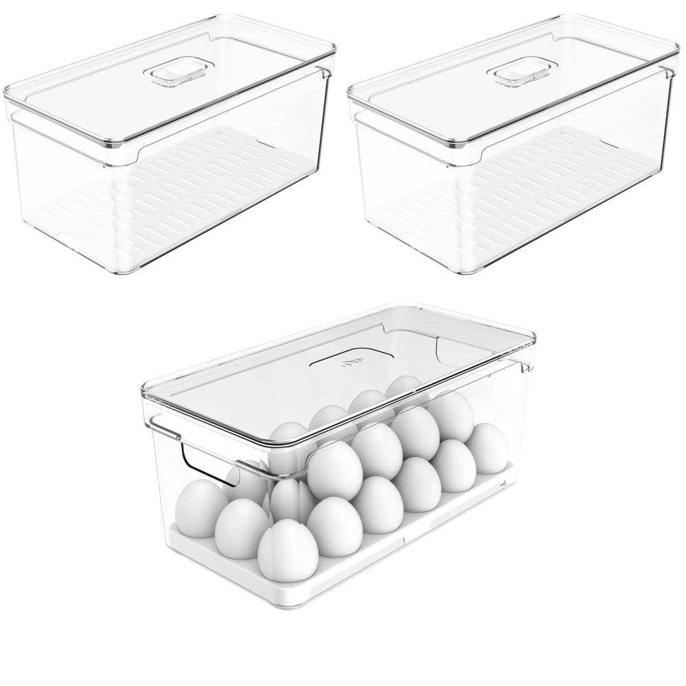 Conjunto de 2 Organizadores Clear Fresh 5L e Organizador de Ovos Clear Fresh 36 unid - Ou