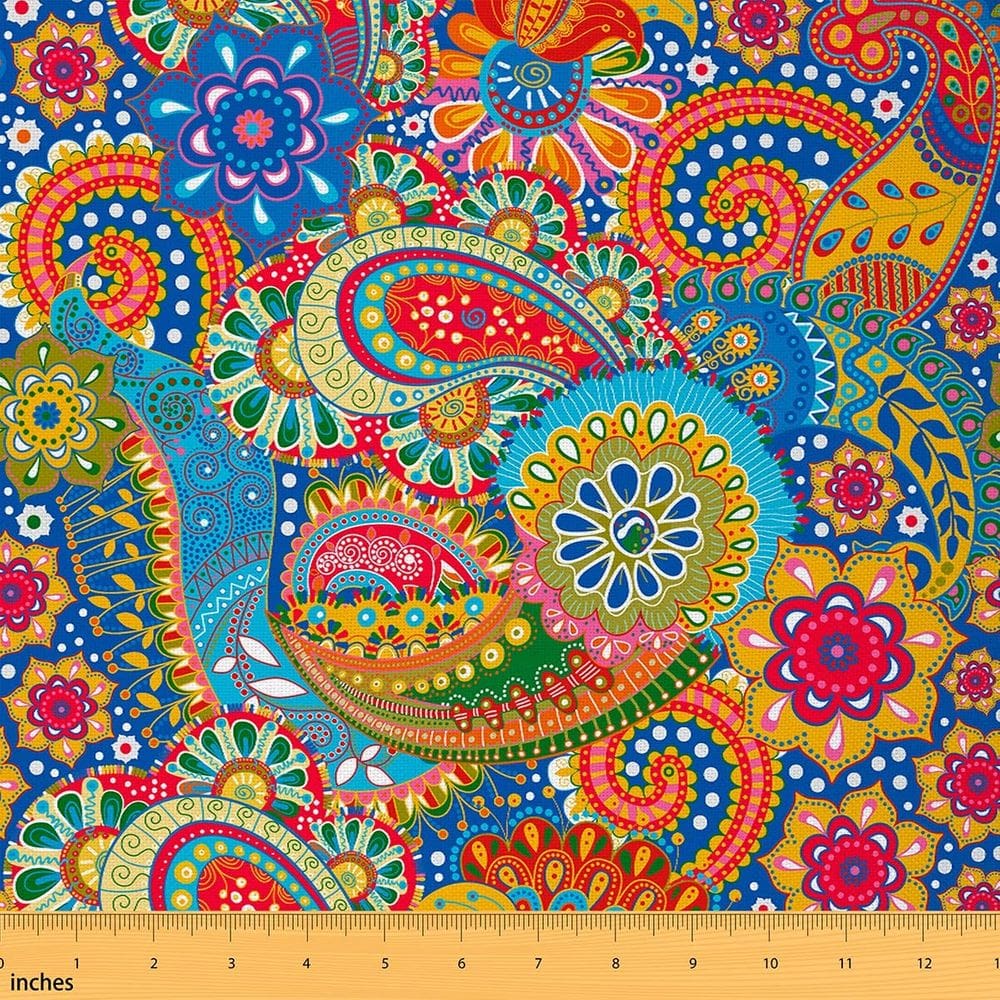 Tecido Erosebridal Boho Paisley Floral Impermeável de 1 jarda