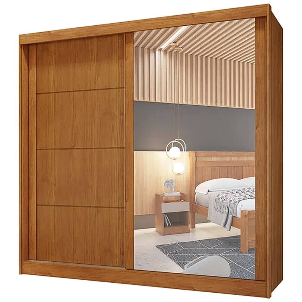 Guarda Roupa Viena Casal com Espelho 2 Portas 4 Gavetas Bianchi Cor Naturale