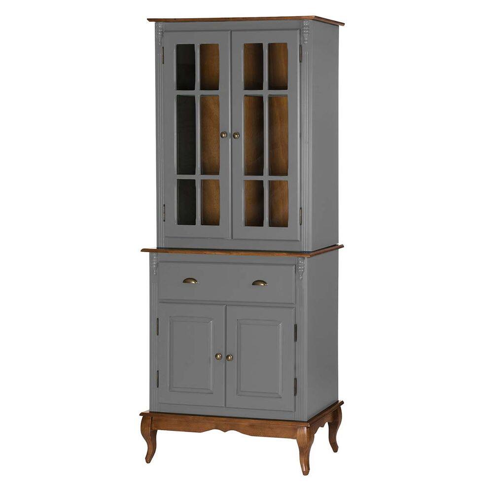 Arca Oratório 4 Portas 1 Gaveta 60840 Hannover Linz Móveis - Cinza/Imbuia Glazer