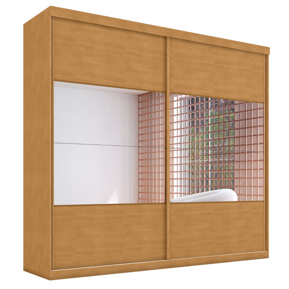Guarda Roupa com Espelho 2 Portas Aroeira Naturalle