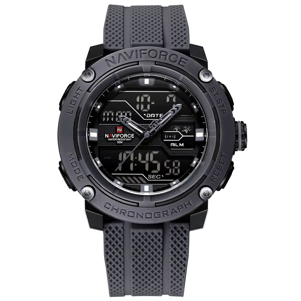 relógio esportivo masculino dupla exibição de quartzo pulseira  silicone 5atm a prova d´agua