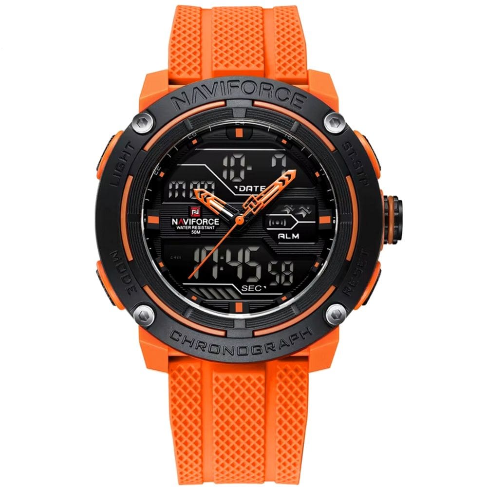 relógio esportivo masculino dupla exibição de quartzo pulseira silicone 5atm a prova d´agua