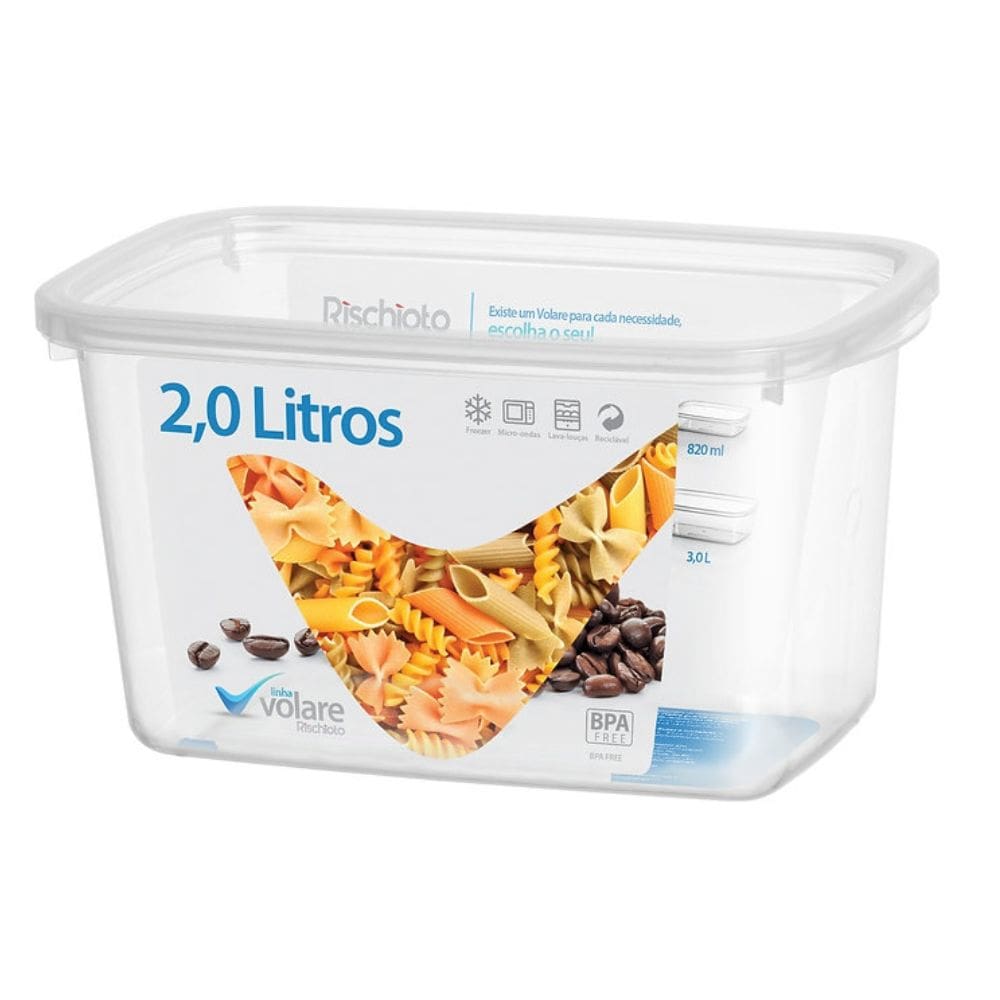Potes Transparente Volare Rischioto 2L Retangular - 2,0 Litros - PANAMI