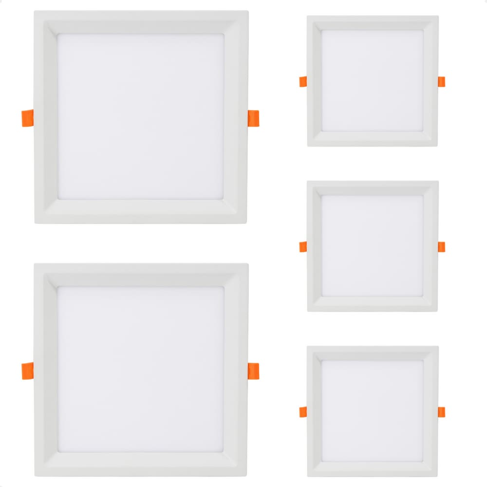 Kit 5 Painel de Led Quadrado Embutir Recuado 12W Bivolt Taschibra 6500K Frio