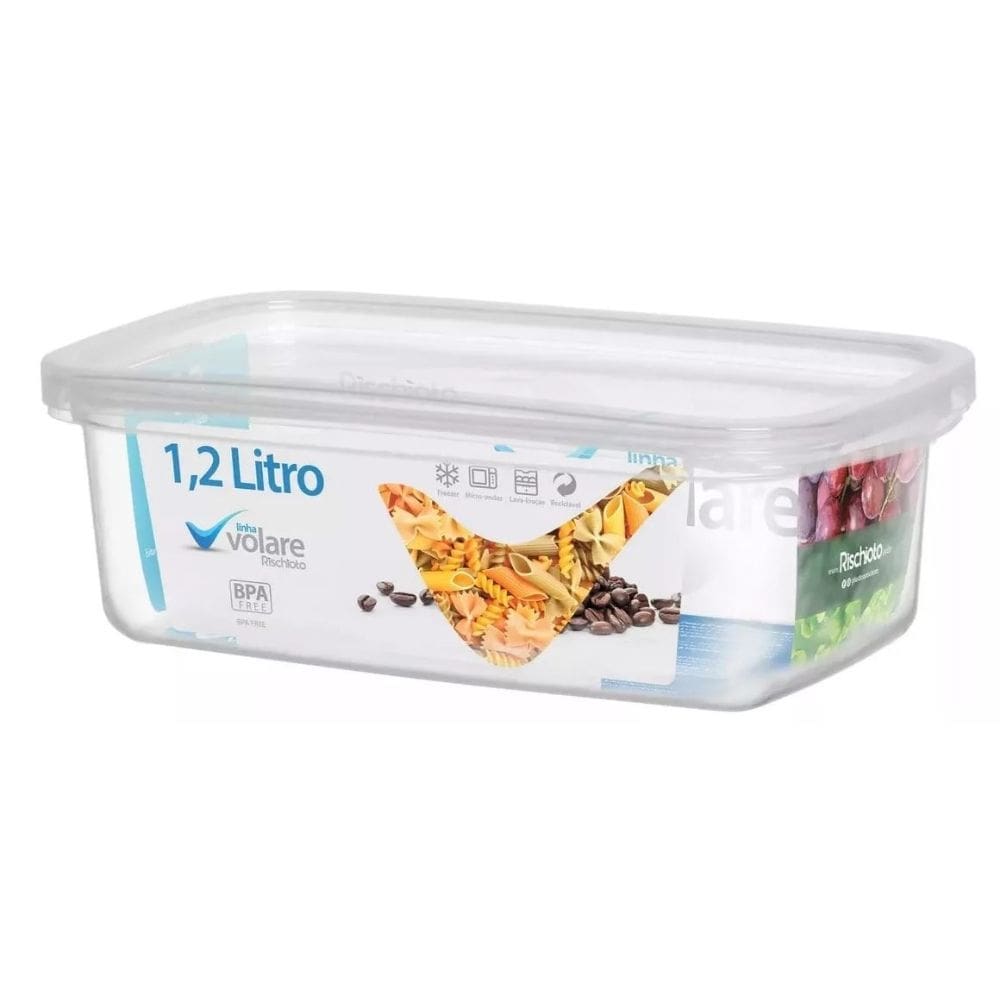 Pote Retangular Volare 1,2lts Mantimentos Rischioto 1,2L Marmita Fitness Organizador Alimentos - PANAMI