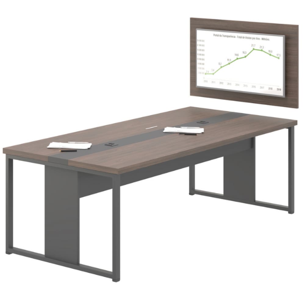 Mesa para Sala De Reunião Com Painel Para Tv