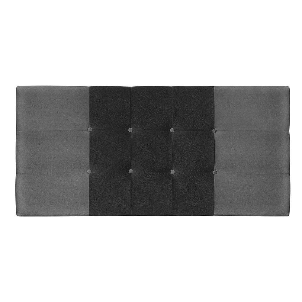 Painel Estofado Mini Cooper 144 Cm Para Cama Box Quarto Casal Suede Cinza/preto