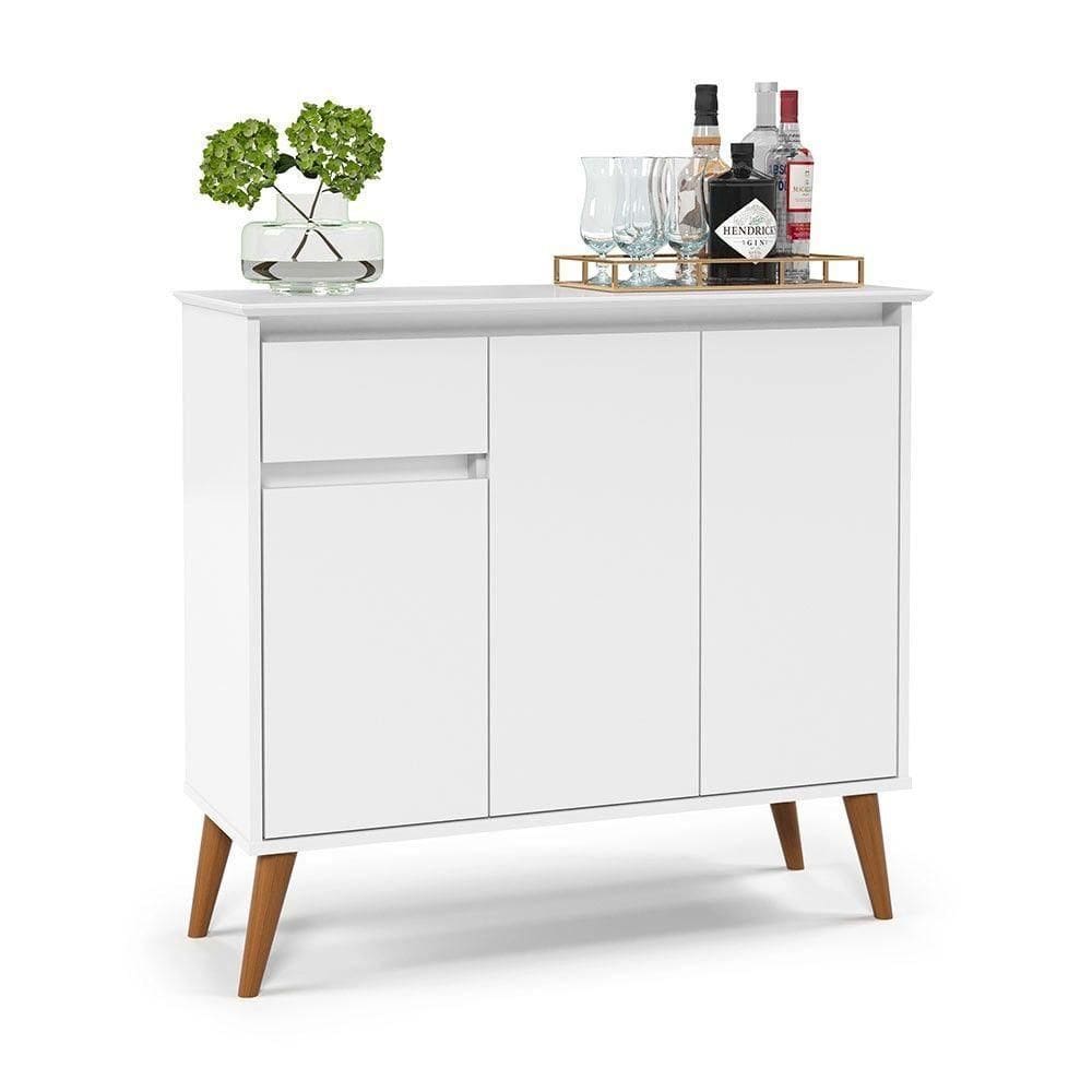 Balcão Buffet Veneza 3 Portas 1 Gaveta 93cm Ej Móveis Branco