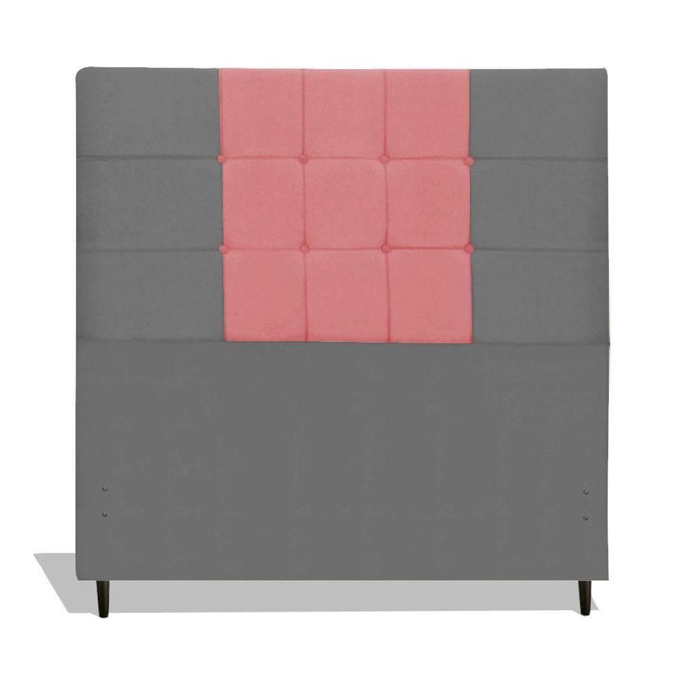 Cabeceira Estofada Box Casal Encosto Para Cama Maveric 144x126 Composê Cinza/rosa