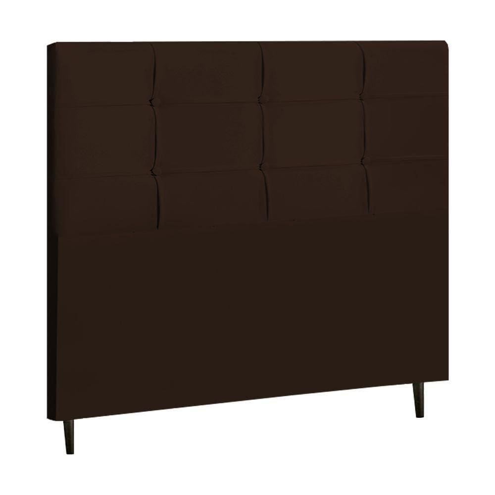 Cabeceira Hylux Estofada Com Botão De Tecido Para Cama Box Casal Queen Size 164cm Marrom -