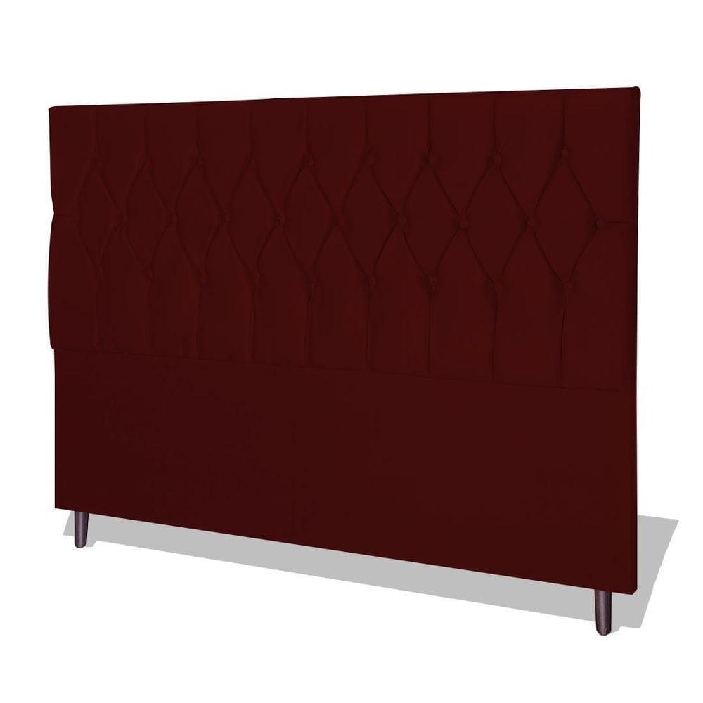 Cabeceira Estofada Box Casal King Size Encosto Para Cama Ram 1500 195x126 Cm Marsala