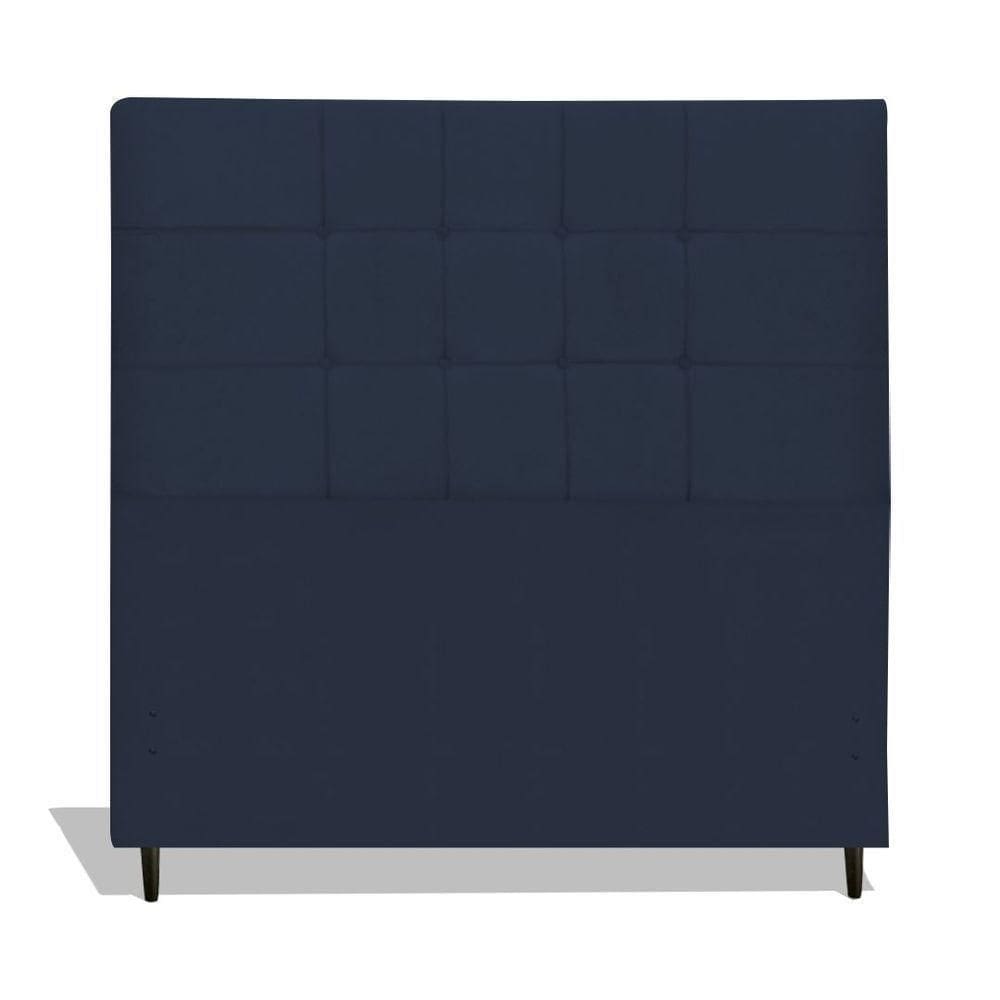 Cabeceira Estofada Box Casal Encosto Para Cama Maveric 144x126 Azul Marinho
