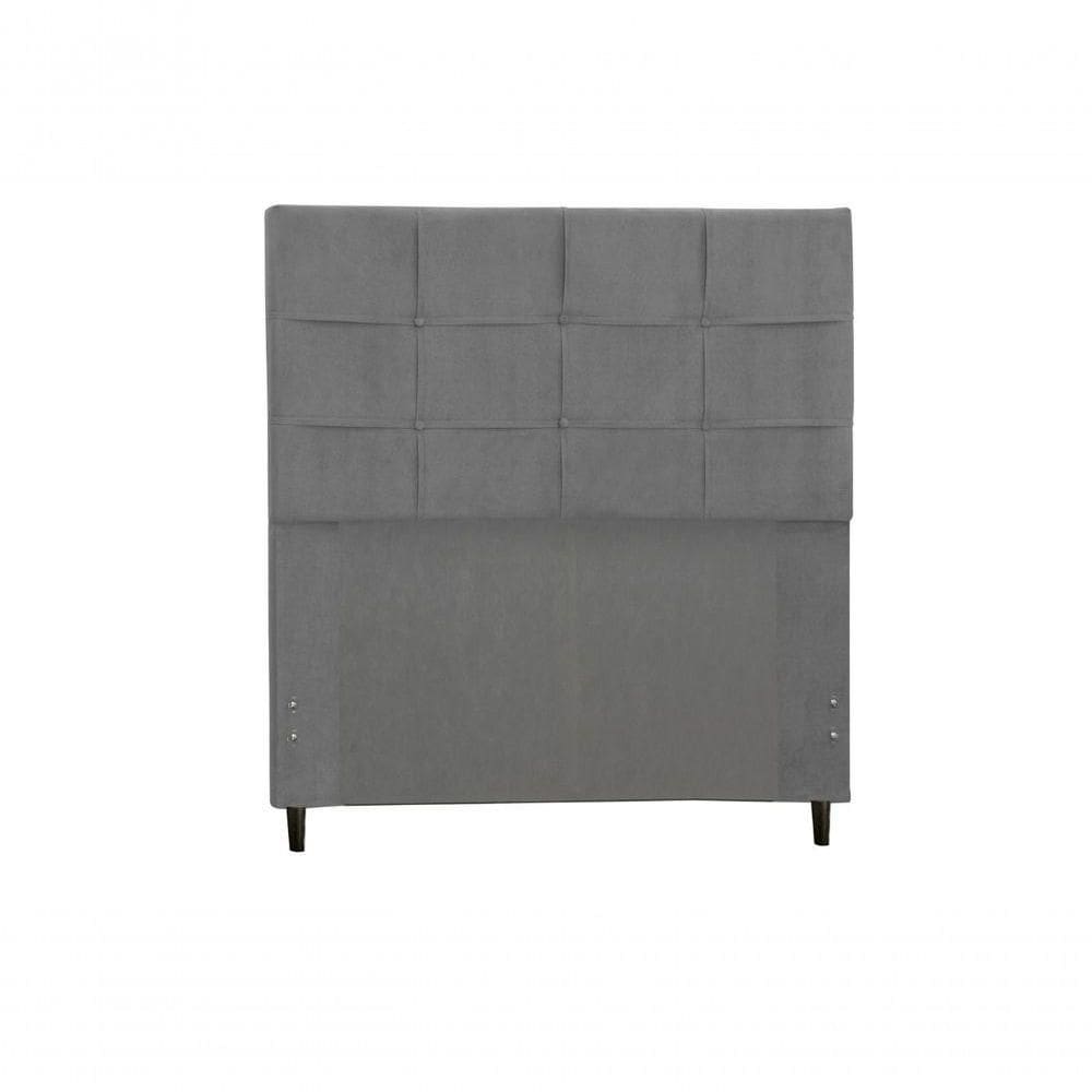 Cabeceira Hylux Estofada Com Botão De Tecido Para Cama Box Solteiro 94cm Chumbo