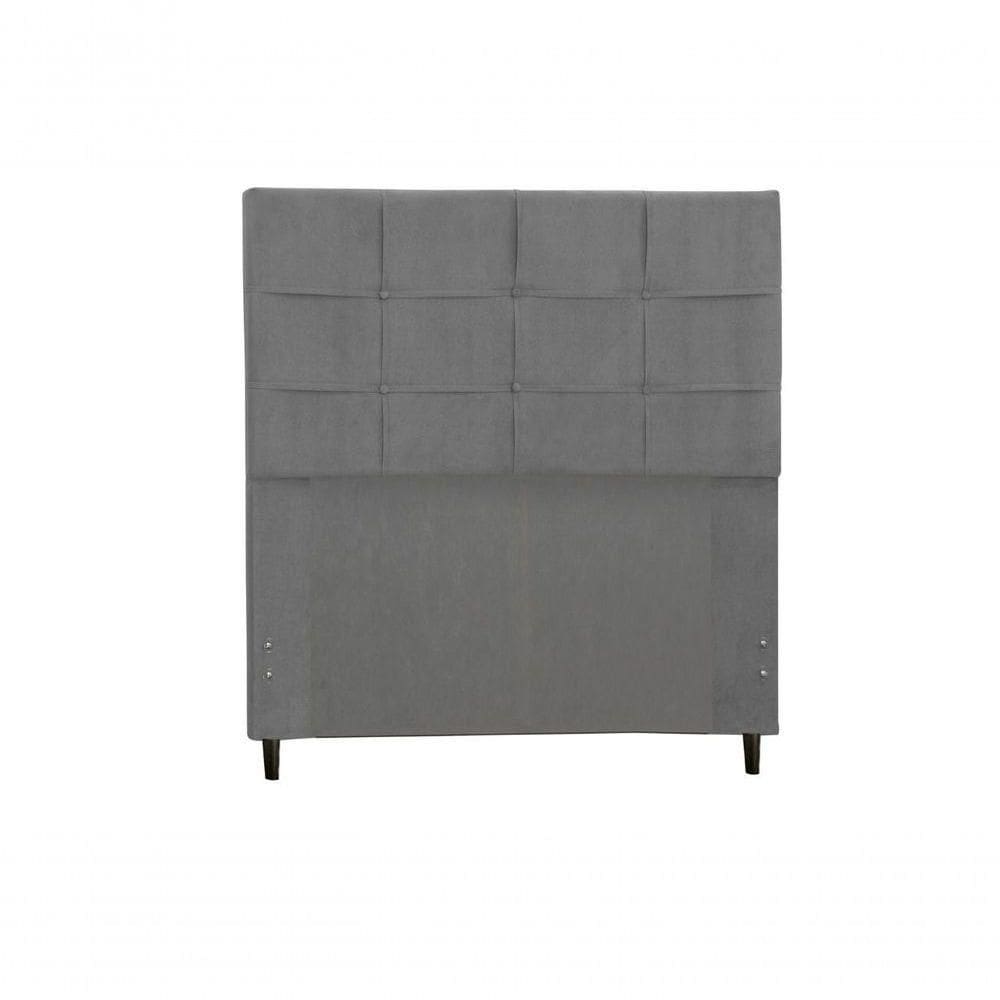 Cabeceira Hylux Estofada Com Botão De Tecido Para Cama Box Casal 144cm Chumbo -