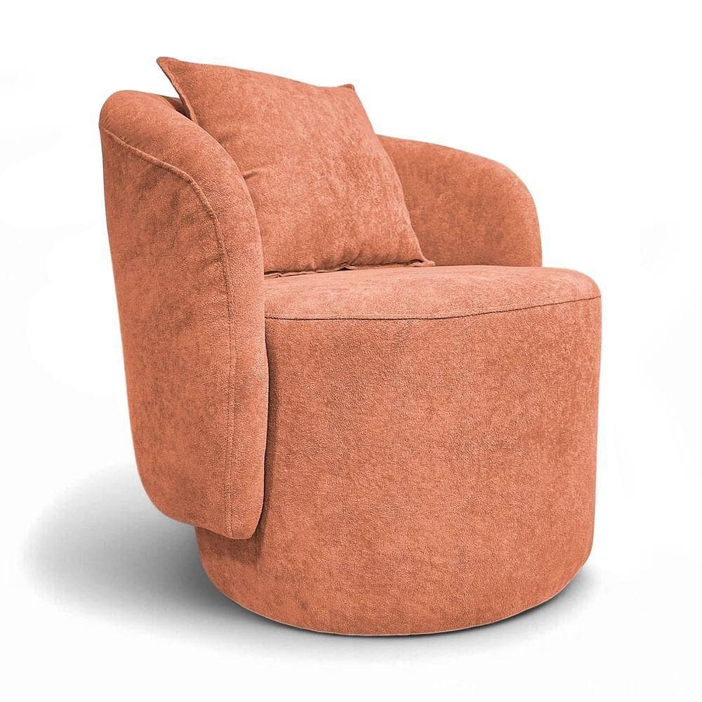 Poltrona Decorativa Para Sala Quarto Aisha Orgânica Élpis Móveis Boucle Terracota