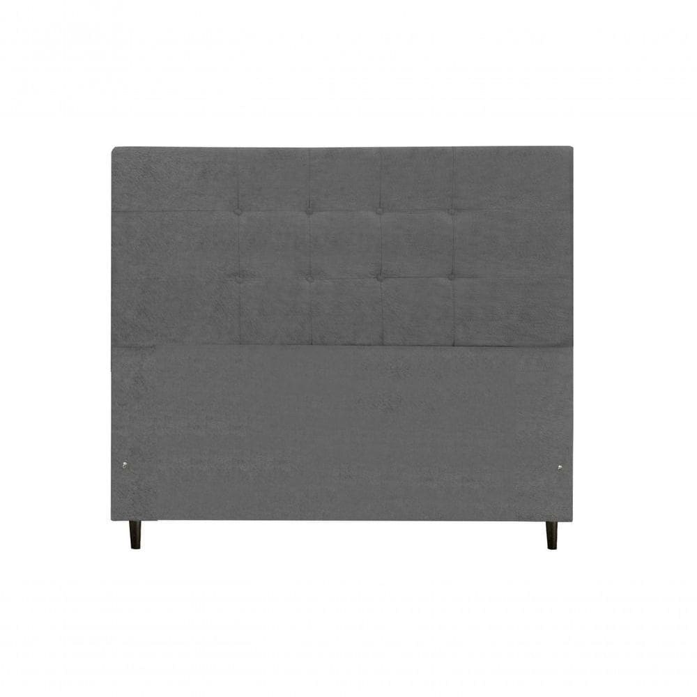 Cabeceira Maveric Estofada Com Botão De Tecido Para Cama Box Solteiro 94cm Chumbo