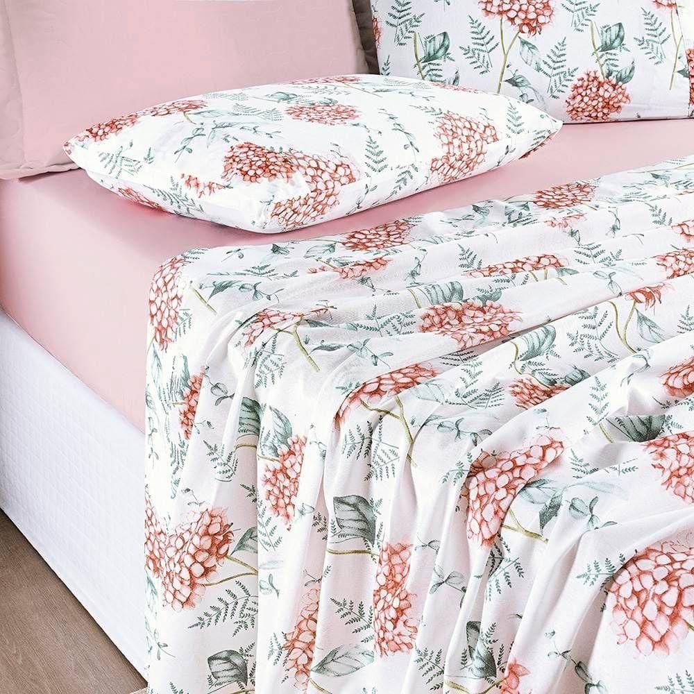 Jogo De Lençol Casal Padrão Cotton Select Estampado 200 Fios 4 Peças - Hortência