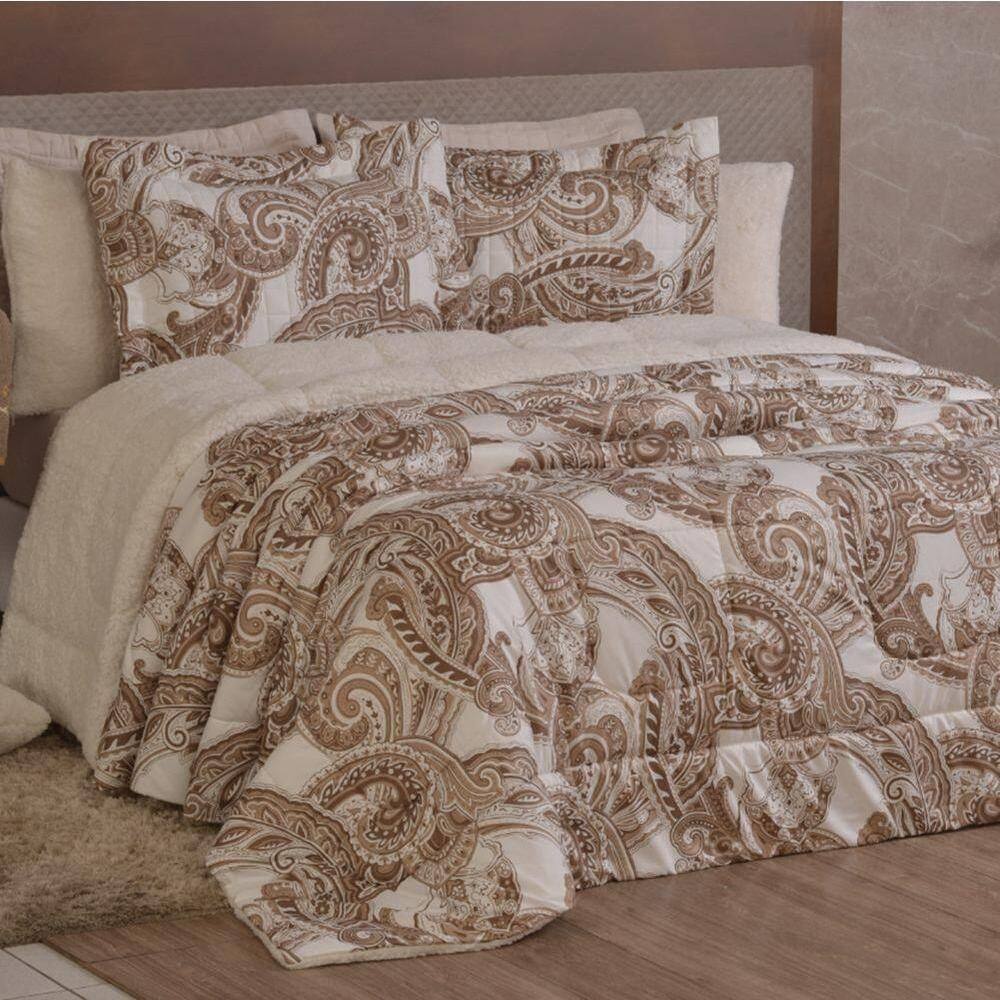 Edredom King Coberdrom Top Line Estampado Hipercal-sherpa 3 Peças - Malaga