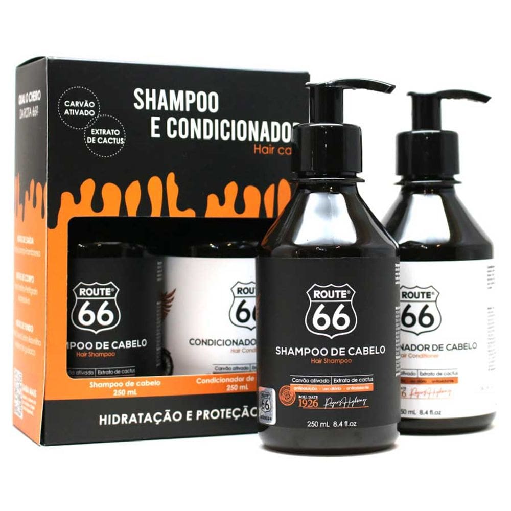 Kit Shampoo + Condicionador de Cabelo Route 66 Carvão Ativado 250mL Viking