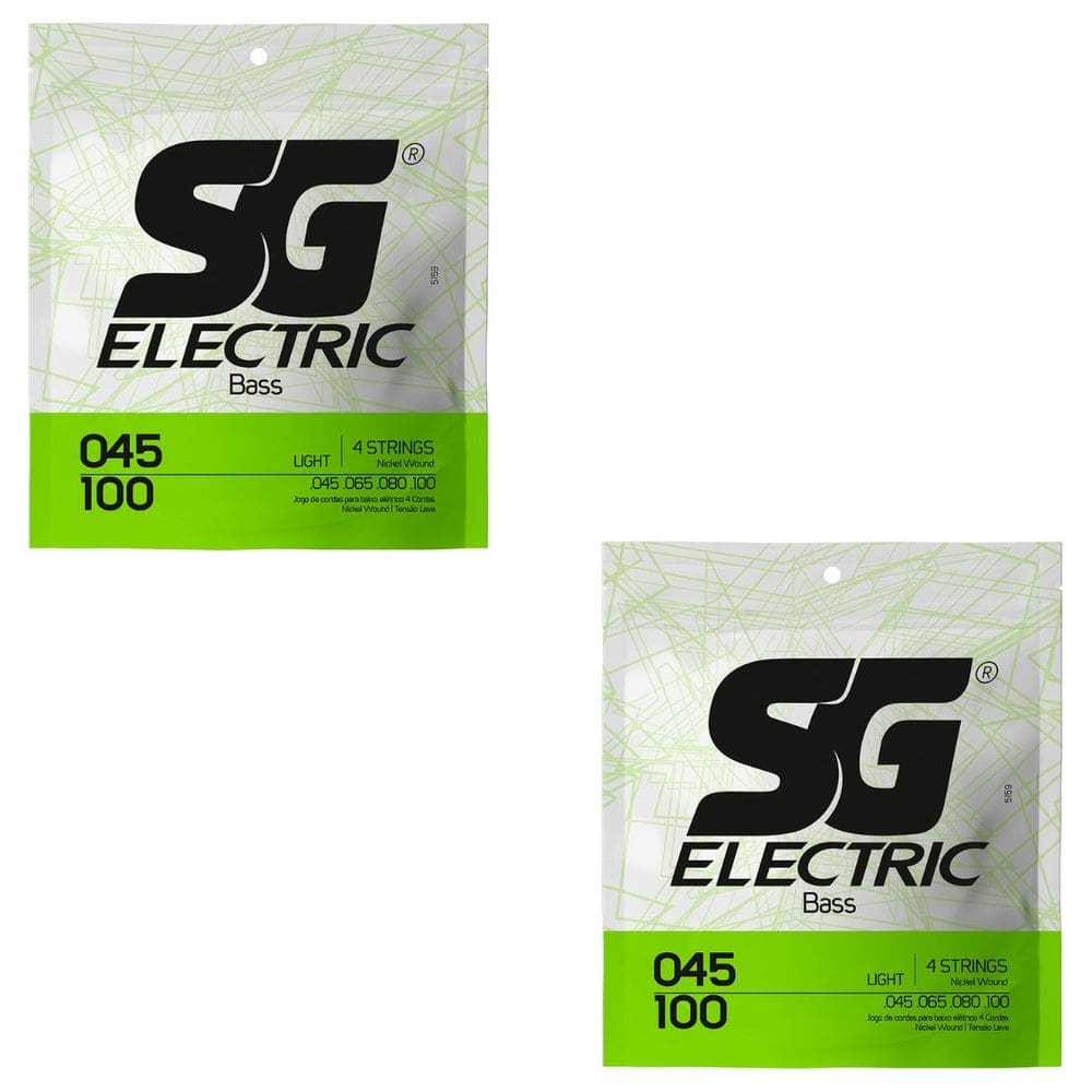 Kit 2 Encordoamento Baixo SG Tensão Leve 0.45-.100 Níquel
