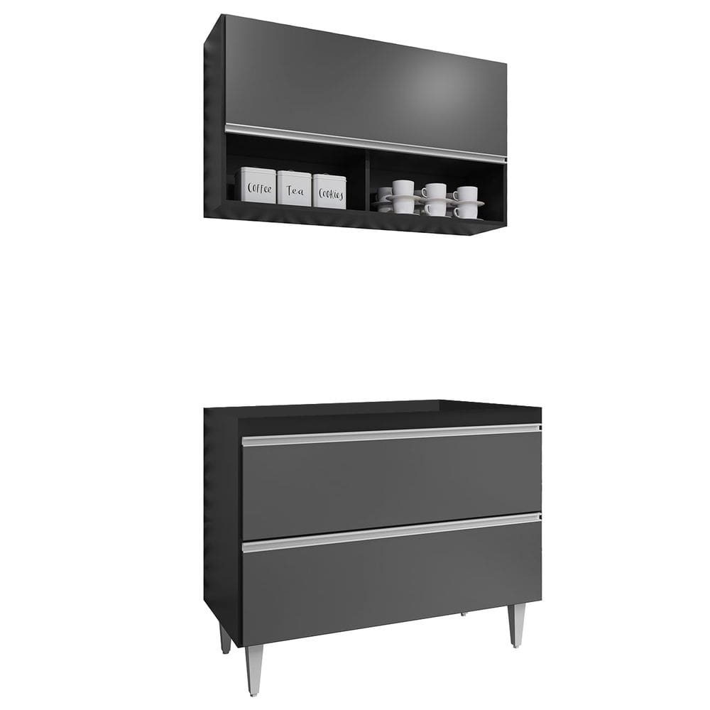 Armário de Cozinha Nichos CP01 Para Pia 100cm Z34 Preto/Grafite - Mpozenato