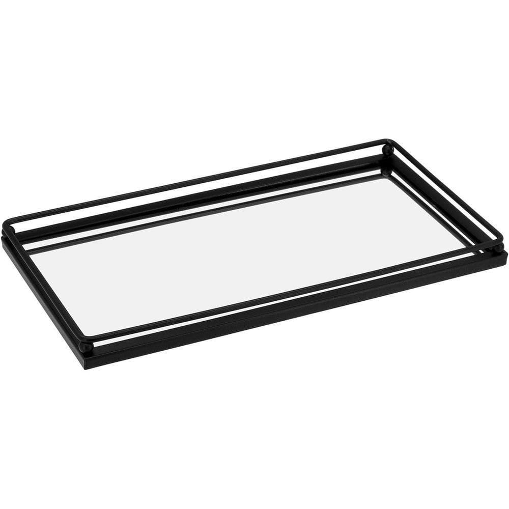 Bandeja Espelhado Metal 2x14x27cm Preto