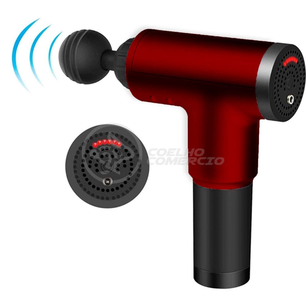 Massageador Elétrico Fisioterapia Alívio Muscular 6 Níveis - Fascial Gun LE-320 Vermelho