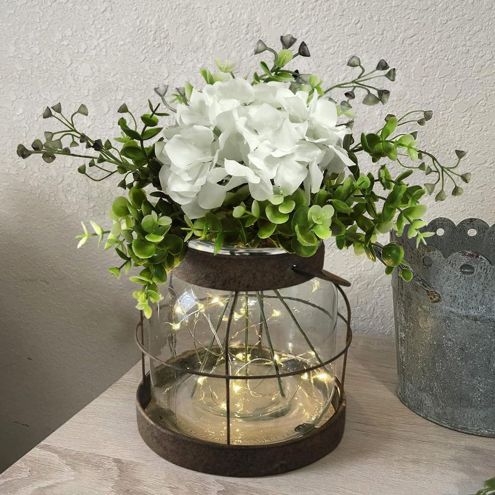Vaso de lanterna de vidro FIAHOSEY Vintage Farmhouse com plantas