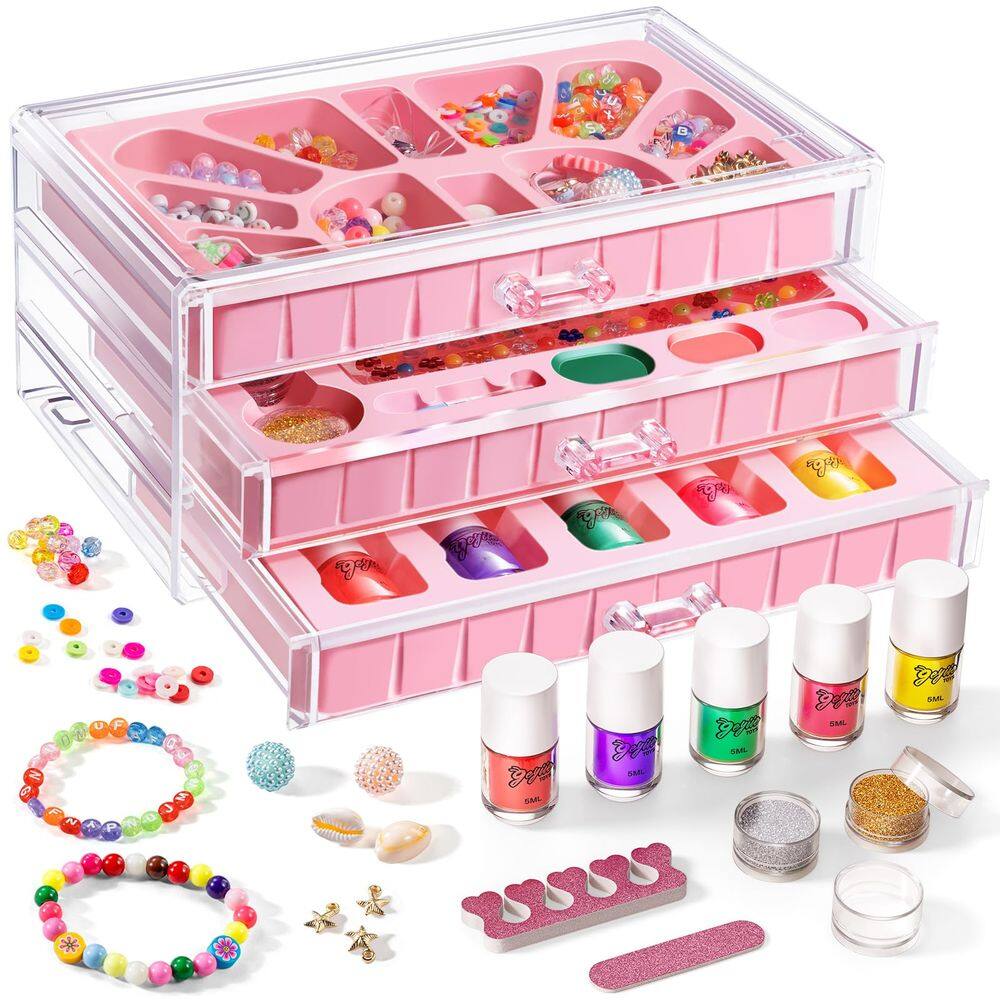 Kits de arte de unhas Geyiie DIY Nail Art com miçangas e caixa para crianças