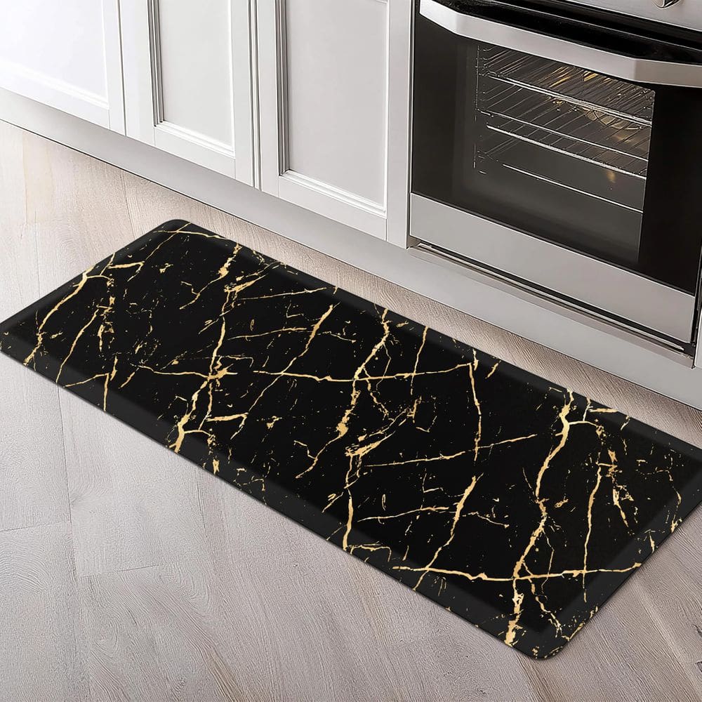 Tapete de cozinha Tyrot Gold Foil Marble Anti Fadiga com 1,3 cm de espessura