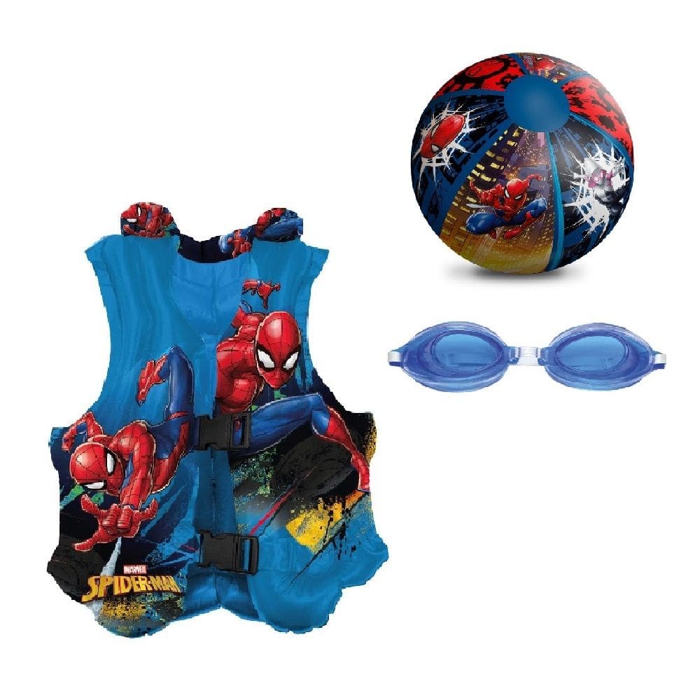 Kit Infantil Homem Aranha Marvel Boia Colete + Bola + Óculos