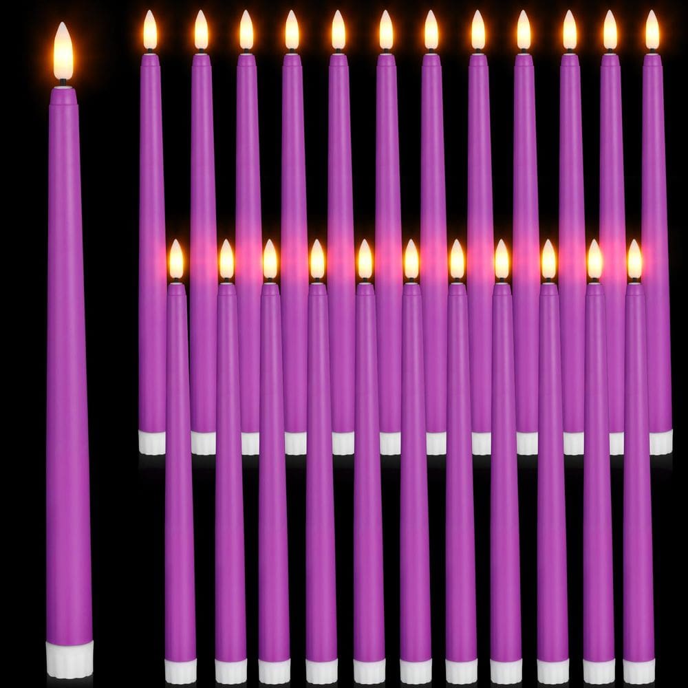 Velas cônicas sem chama, bateria Macarrie, 28 cm, roxa (24 unidades)