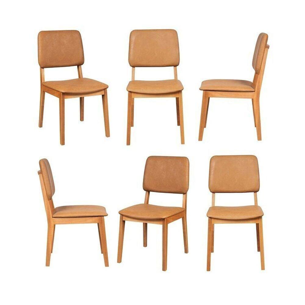 Kit 6 Cadeiras Estofadas Miriti CabecasaMadeiraMadeira Caramelo
