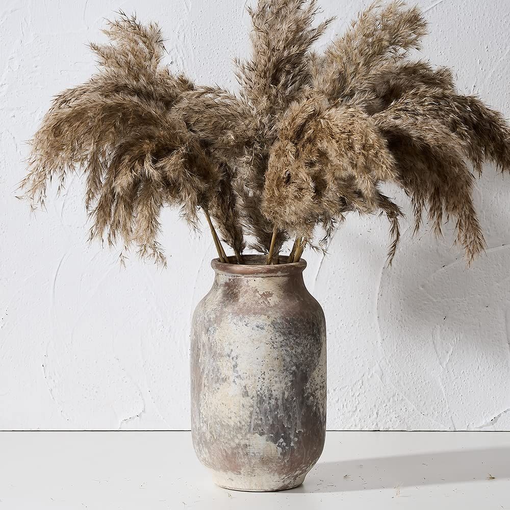 Vaso SIDUCAL, cerâmica rústica, flor de fazenda, 24cm, terracota