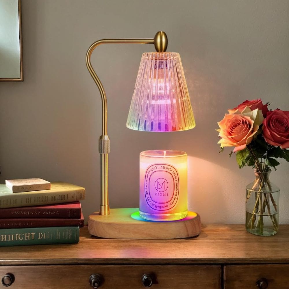 Lâmpada de aquecimento de velas Engpure com 7 cores de LED que mudam
