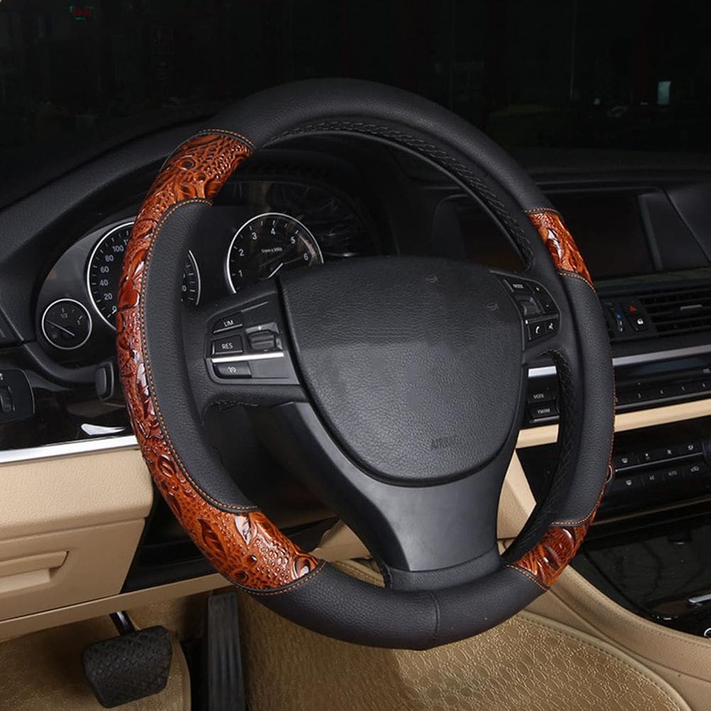 Capa de volante Follicomfy Crocodile Grain Leather