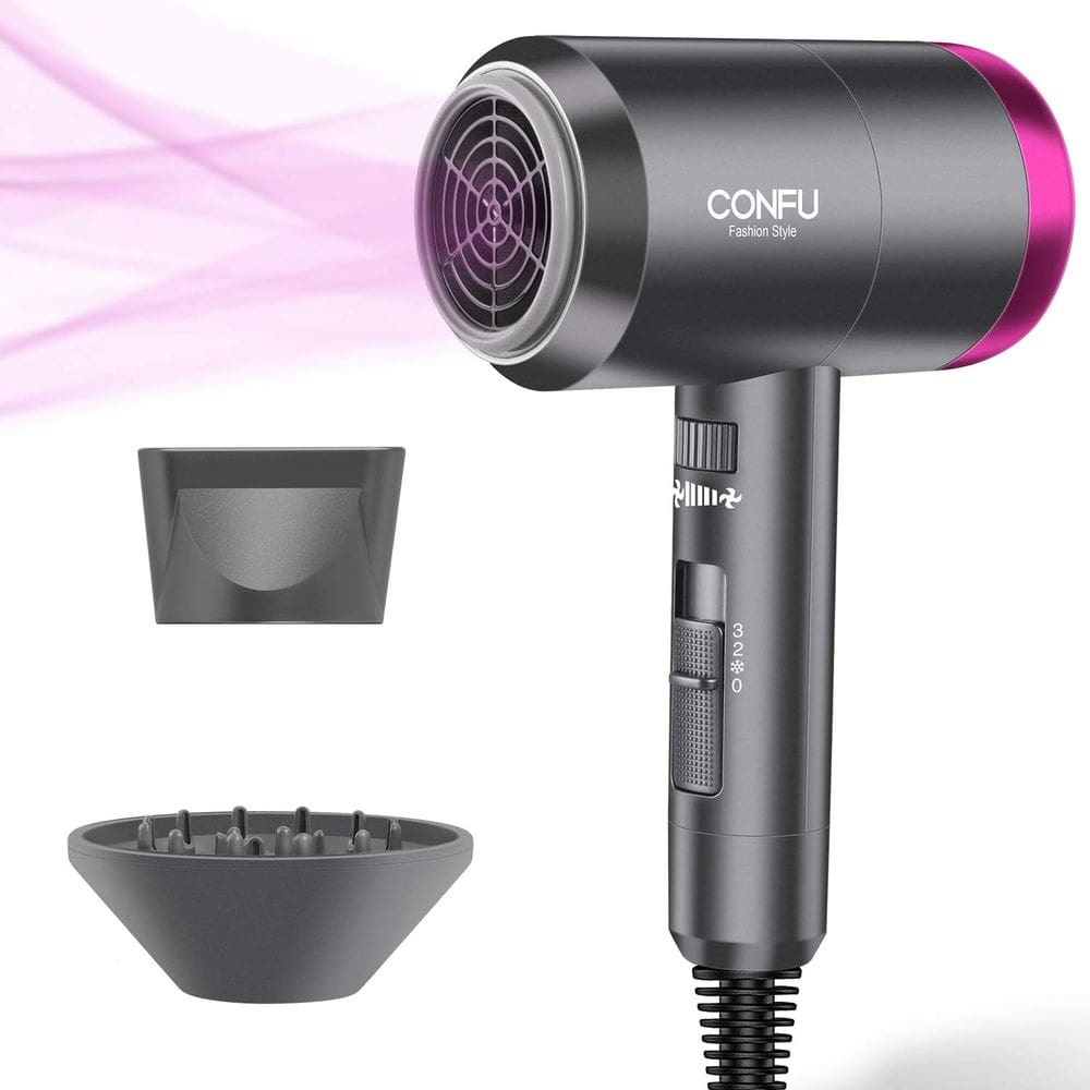 Secador de cabelo CONFU Ionic 1600W portátil leve com acessórios