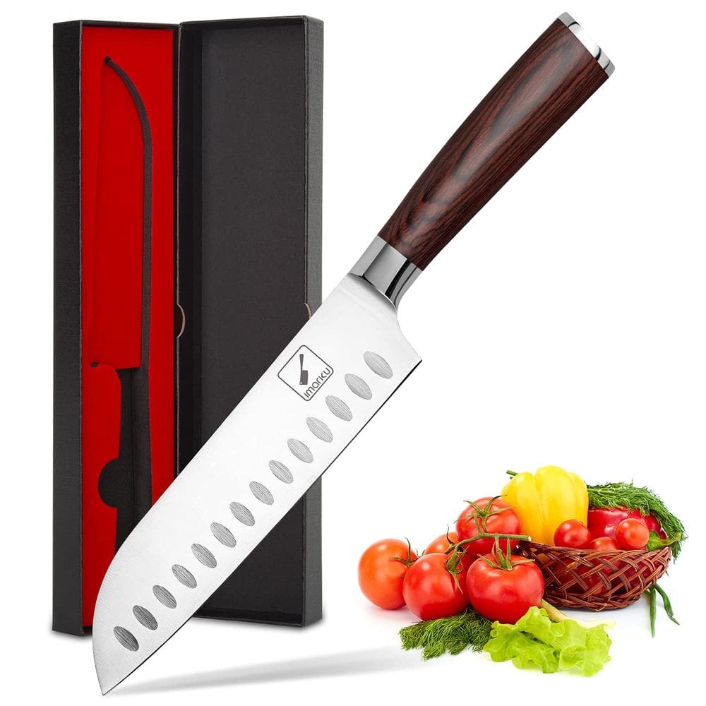 Faca imarku Santoku de cozinha de 7 polegadas em aço inoxidável alemão