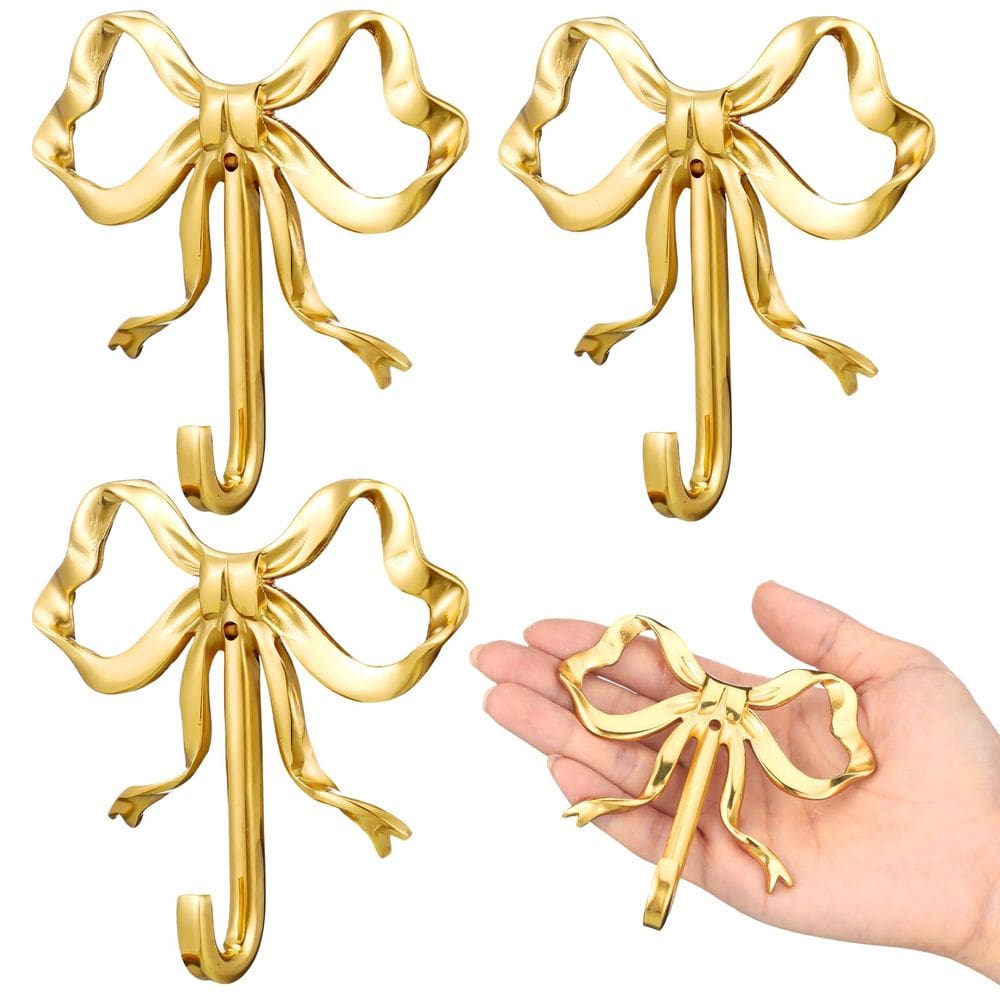 Ganchos de decoração de parede Lineshading Valentine`s Day Gold Bow Knot