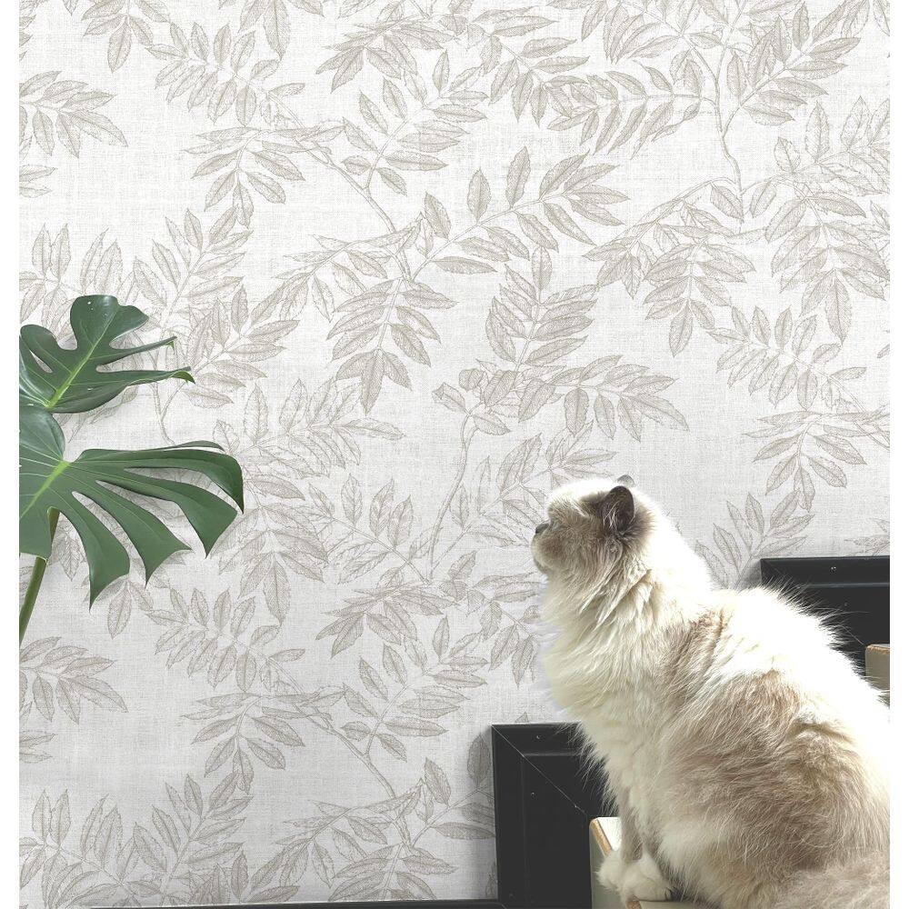 Papel de parede Aniboo Neutral Leaf Peel and Stick 44cm x 10m