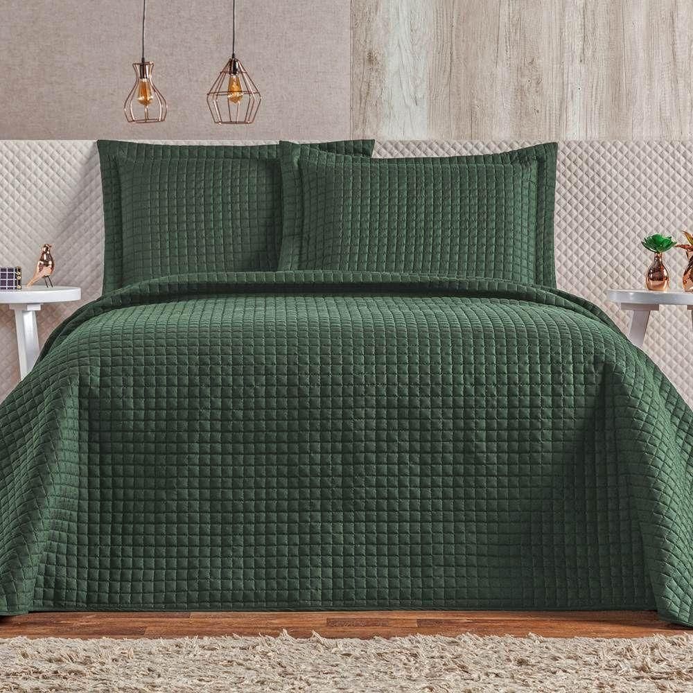 Cobre Leito Queen Plata Percal 200 Fios 3 Peças - Verde Militar