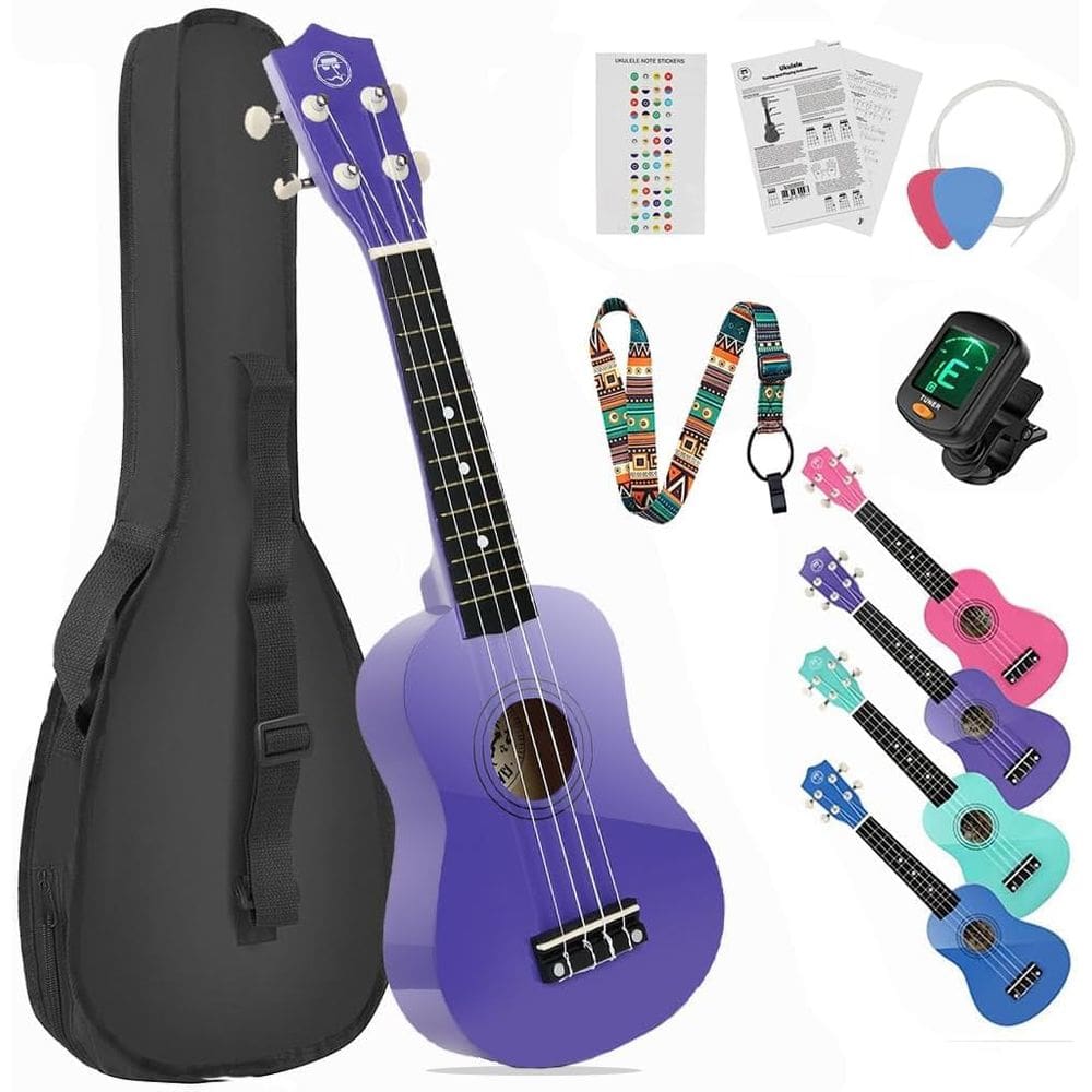 Ukulele MUSTAR Soprano Kids para iniciantes de 21 polegadas com acesso.