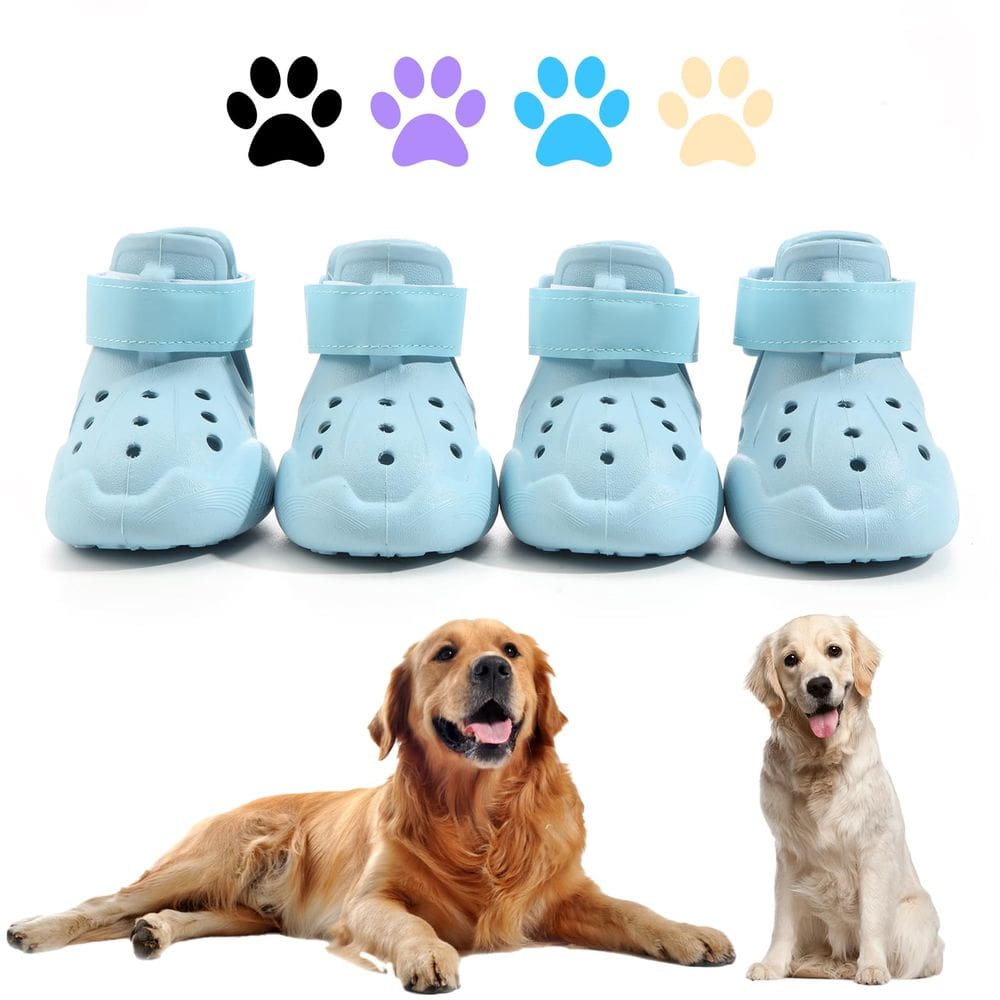 Sapatos para cães, sandálias para cães DOGOYS, antiderrapantes, impermeáveis, 4 peças, azuis