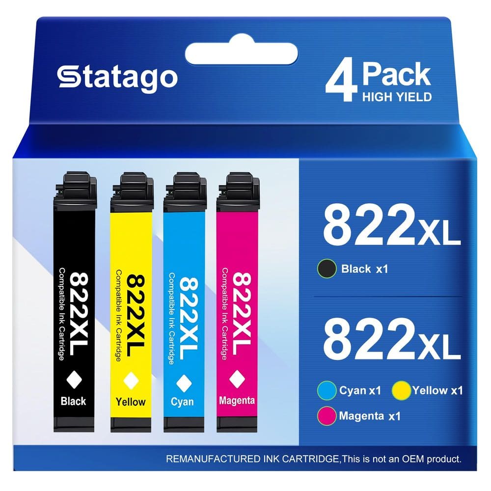 Cartuchos de tinta Statago 822XL remanufaturados para Epson WF-3820