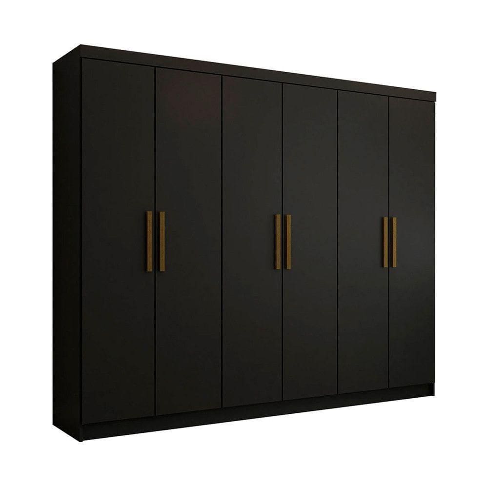 Guarda Roupa Casal Em MDP 6 Portas E 2 Gavetas Maxel Móveis Preto