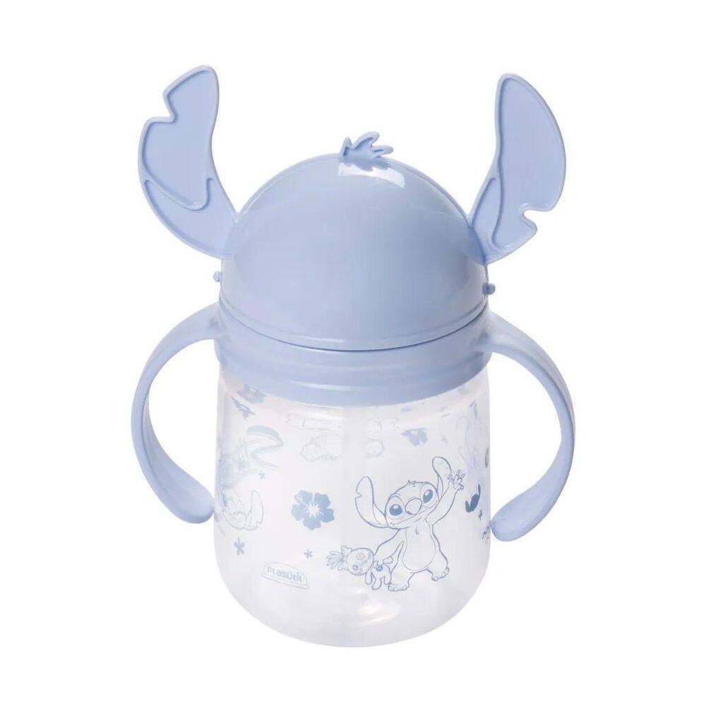 Caneca Copo De Treinamento Infantil Com Canudo Stitch 350 Ml