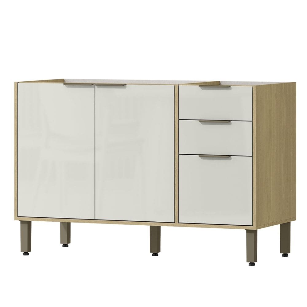 Balcao Pia Sem Tampo 120 cm GLOR BGL02 Castanho Off White MXM