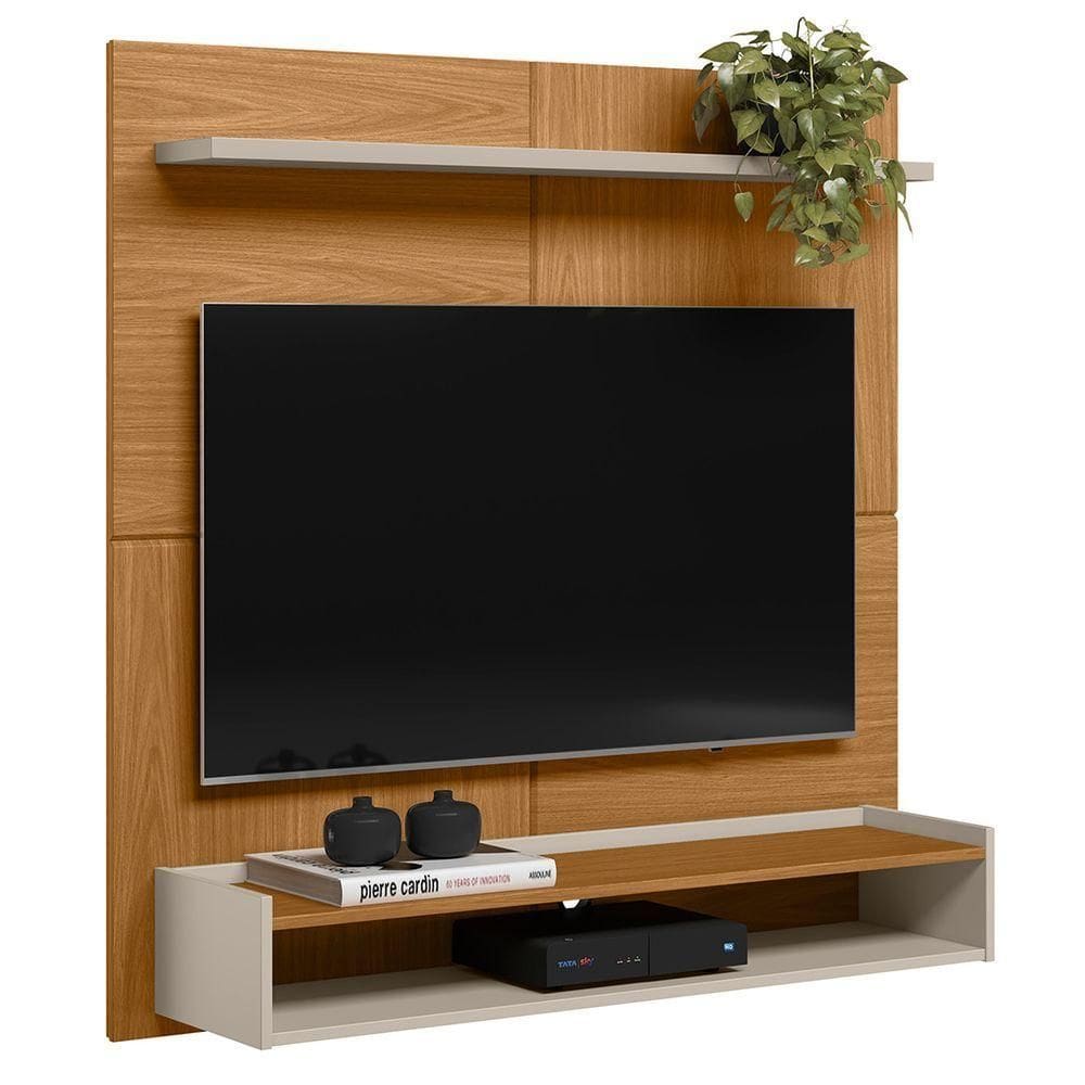 Painel Para Tv 50 Pol Bancada Suspensa 120cm Perfect L06 Nature/off White - Mpozenato