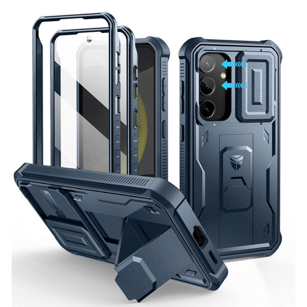 Capa Dexnor para Samsung Galaxy S24 com capa de câmera deslizante azul